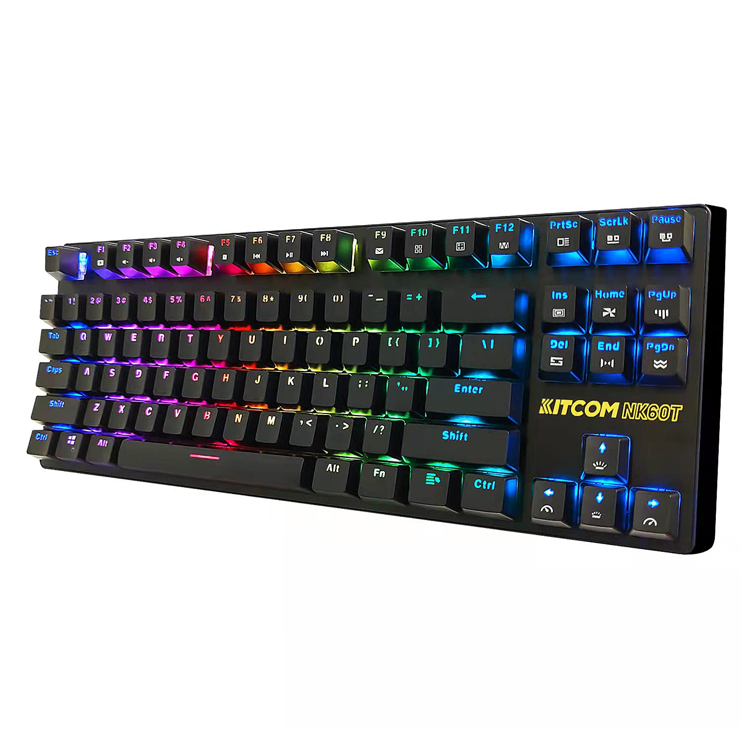 Gaming Keyboard Mechanical 87 Key Silent Red Switch, KITCOM TKL RGB NKRO Backlit Per Key Double-Shot ABS keycaps Programmable Macro Detachable Type-C Quiet Wired Keyboard for Windows Laptop PC NK60T