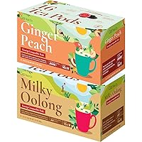Gya Tea Co Ginger Peach Black K Cups Tea Pods Variety Pack & Milk Oolong Tea K Cups Variety Pack for Keurig 2.0 &1.0