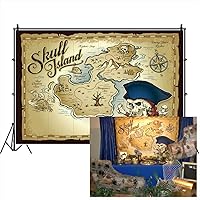 5x3ft Retro Pirate Treasure Map Photography Backdrop Pirate Theme Boys Man Birthday Party Background Skull Island Adventure Places Map Pirate Party Banner Treasure Hunt Theme Party Backdrop