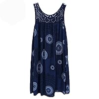 European and American Women's lace Printed Sleeveless Large Swing Loose Sexy Dress