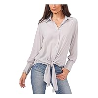 Vince Camuto Womens Tie Front Dressy Blouse Gray L