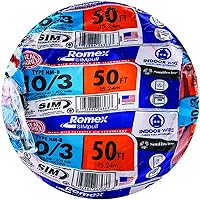 Southwire 63948422 50' 10/3 with ground Romex brand SIMpull residential indoor electrical wire type NM-B; Orange