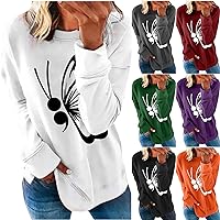 Sweatshirts For Women Loose Fit Pattern Printed Long Sleeved Sweatshirt Round Neck Comfy Pullover Fall Clothing
