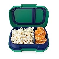 Bentgo® Kids Snack - 2 Compartment Leak-Proof Bento-Style Food Storage for Snacks and Small Meals, Easy-Open Latch, Dishwasher Safe, and BPA-Free - Ideal for Ages 3+ (Green/Navy)