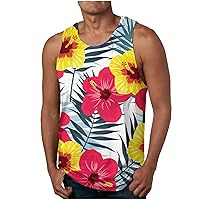 Men's Boho Tank Tops Sleeveless Blouse Vest Fitted Crew Neck Casual Lounge T-Shirts Sports Training Tees Blouse