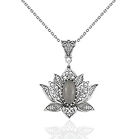 925 Sterling Silver Necklace for Women Filigree Art Lotus Flower Women Pendant Necklace