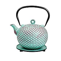 Ja by Frieling Dim Cast Iron Teapot And Trivet With Stainless Steel Infuser - Turquoise - 34 Ounce - Tea Pot With Infuser