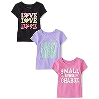 The Children's Place Baby-Girls and Toddler Girls Short Sleeve Graphic T-Shirts, 3 Pack