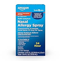 Amazon Basic Care Multi-Symptom Triamcinolone Acetonide Nasal Allergy Spray, 55 mcg, 0.57 fl oz (Pack of 2)