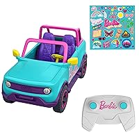 Hot Wheels Barbie RC SUV & Stickers, Can Hold & Store 2 Barbie Dolls & Accessories, Kid-Applied Stickers for Customization