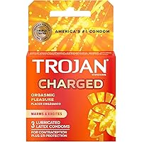 Trojan Intensified Charged Orgasmic Pleasure Condoms - 3 ea
