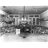 OnlyClassics 1914 Harley Davidson Motorcycle Dealer Showroom 8X10 Photo Sidecar Also Bicycles