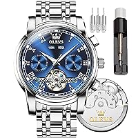 OLEVS Men's Automatic Watches Skeleton Mechanical Self-Winding Luxury Watch Moon Phase Day Date