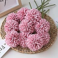 Artificial Flowers Chrysanthemum Ball Flowers Bouquet 10pcs Present for Important People Glorious Moral for Home Office Coffee House Parties and Wedding(Fuchsia)
