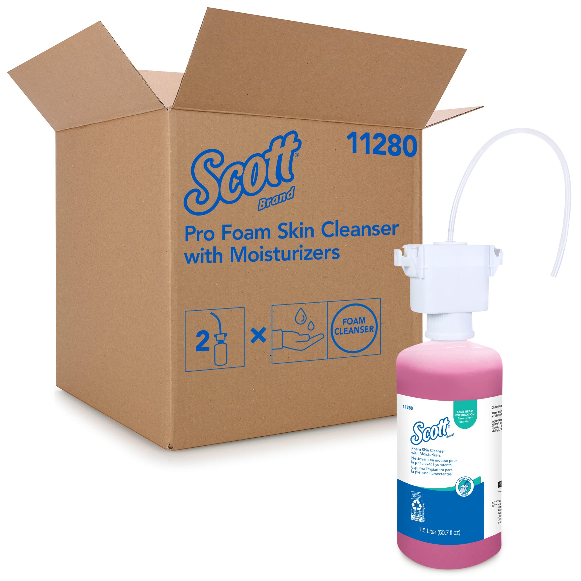 Scott Pro Foam Hand Soap with Moisturizers (11280), Pink, Floral Scent, 1.5L Under-Counter Bottles, 2 Bottles / Case