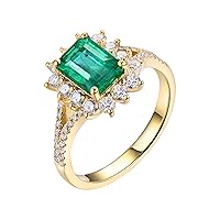 Brilliant Natural Green Emerald Ring Solid 14K White Yellow Gold Engagement Wedding Diamonds Rings for Women Promotion