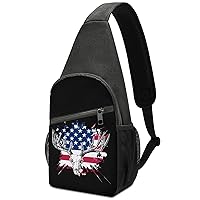 Deer Hunting USA American Flag Sling Bag Crossbody Backpack Shoulder Chest Daypack For Travel Hiking