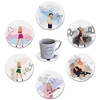 6-Pack Taylor Coasters Decorations Taylor Merch Stuff Birthday Gift Ideas Party Decor for TS Fans Music Lovers Coffee Mug Room Office Home