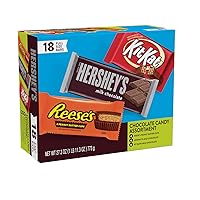 HERSHEY'S, KIT KAT and REESE'S Assorted Milk Chocolate, Full Size Easter Candy Bar Variety Box, 27.3 oz (18 Count)