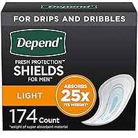 Incontinence/Bladder Control Shields, Pads for Men, Light Absorbency, 174 Count (3 Packs of 58) (Packaging May Vary)