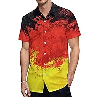 Watercolor Flag of German Men's Shirt Button Down Short Sleeve Dress Shirts Casual Beach Tops for Office Travel