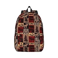 Lodge Bear Deer Fish Large Capacity Backpack, Men'S And Women'S Fashionable Travel Backpack, Leisure Work Bag,