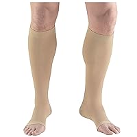 Truform Surgical Stockings, 18 mmHg Compression for Men and Women, Knee High Length, Open Toe, Beige, 2X-Large