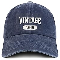 Trendy Apparel Shop Vintage 1949 Embroidered 75th Birthday Soft Crown Washed Cotton Cap