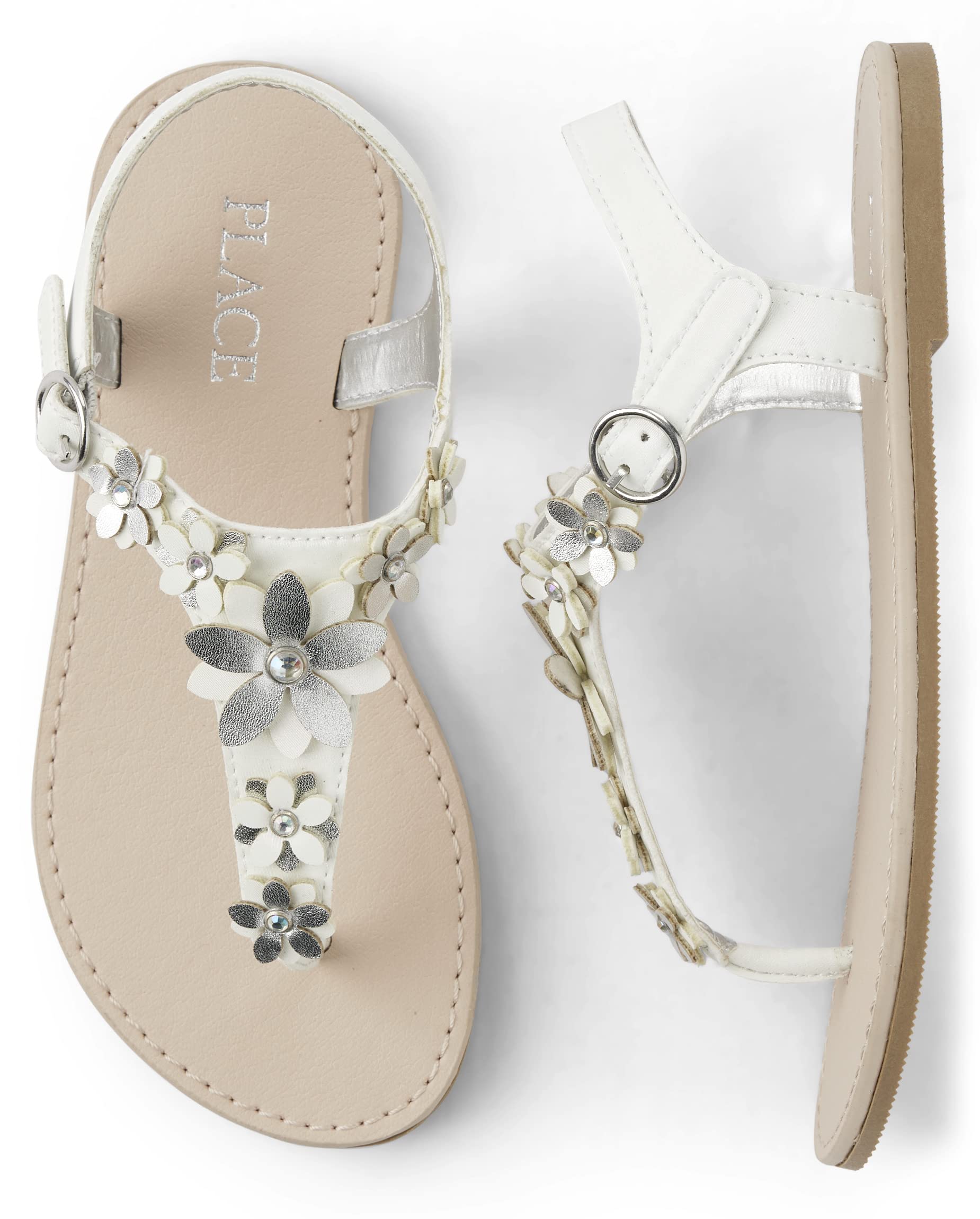 The Children's Place Girl's T-Strap Sandals with Ankle Buckle