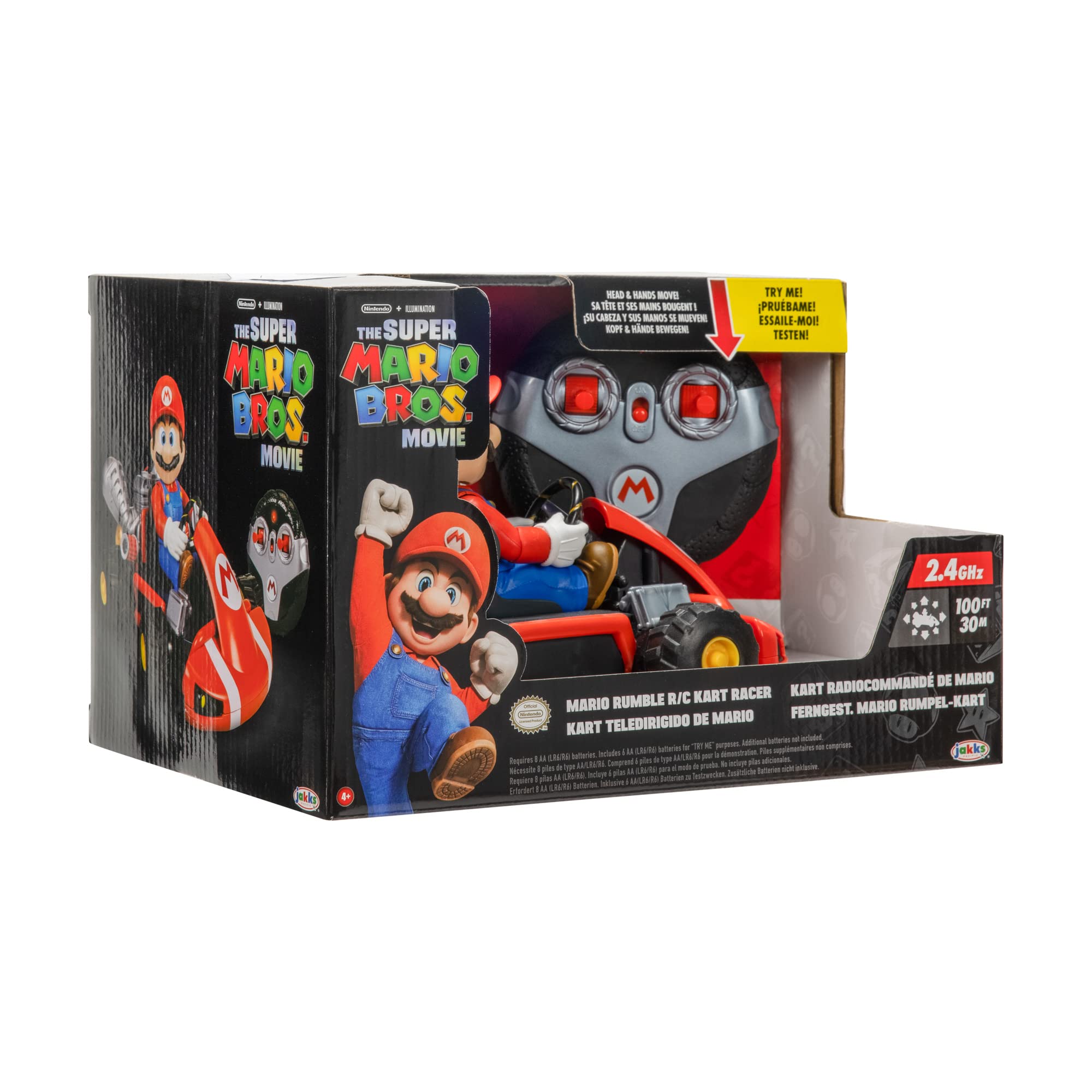 Nintendo Mario Rumble Kart RC Racer 2.4Ghz, with full function steering create 360 spins, whiles and drift! - Up to 100 ft. Range - For Kids ages 4+