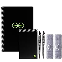 Rocketbook Smart Reusable Notebooks with 2 Pilot Frixion Pens - Black, Executive (6