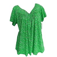 Womens Fashion Floral Print Tunic Boho Tops Plus Size Casual Short Sleeve V Neck T Shirts Loose Flowy Dressy Blouses