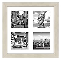 Americanflat 10x10 Collage Picture Frame in Light Wood - Displays Four 4x4 Frame Openings - Engineered Wood Square Picture Frame with Shatter Resistant Glass, and Includes Hanging Hardware for Wall
