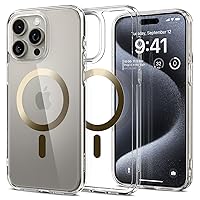 Spigen Magnetic Ultra Hybrid MagFit Designed for iPhone 15 Pro Case, [Compatible with MagSafe] [Anti-Yellowing] [Military-Grade Protection] Compatible with MagSafe (2023) - Gold