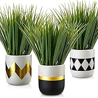 Artificial Plants Small Faux Plant Decor 3Pcs Fake Potted Plant Faux Plants in Pots Fake Grass Pot for Home Table Office Desk Room Bathroom House Indoor Decorative Gifts
