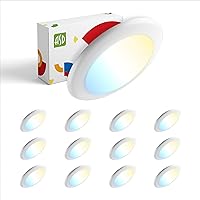 ASD LED Disk Lights 6 Inch | 2700K/3000K/3500K/4000K/5000K, 15W 1245LM | Low Profile Dimmable Flush Mount Ceiling Light, Surface Mount Fixture for Kitchen, Bedroom, Bathroom | UL Energy Star - 12 Pack