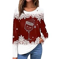 Christmas Sweatshirt Women Xmas Tree Graphic 2023 Trendy Round Neck T-Shirts Tops Oversized Evening Party Tee Tops