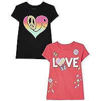The Childrens Place Girls Kindness, Love, Equality Short Sleeve Graphic T shirts Pack 2