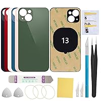 Rear Back Glass Replacement Cover Compatible with iPhone 13 6.1-Inches All Carriers with Installation Manual + Repair Tool Kit (Green)