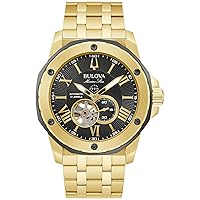Bulova Men's Marine Star Black and Gold-Tone Bracelet Watch | 45mm | 98A273