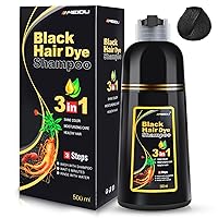 MEIDU Instant Black Hair Dye Shampoo Easy Hair Color Shampoo Hair Dye Shampoo 3 In 1 For Gray Hair Coverage For Women & Men Herbal Ingredients 16.9 Oz