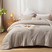 King Comforter Set Tannish Grey Solid Color Lightweight Bedding Comforter Sets 3pcs (1 Comforter, 2 Pillowcases) Soft Microfiber Down Alternative Comforter for All Season