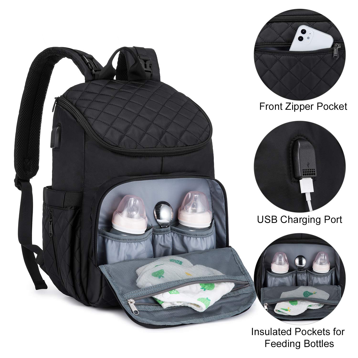 LOVEVOOK Diaper Bag Backpack, Multifunction Travel BackPack with Waterproof Portable Changing Pad, Unisex and Stylish