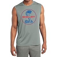 Ford Mustang Shirt Shelby Blue and Red Logo Sleeveless Competitor Tee