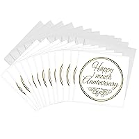 3dRose Happy 1 Month Anniversary. Gold text Greeting Cards, 6