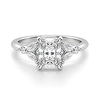 Riya Gems 2.20 CT Radiant Moissanite Engagement Ring Wedding Eternity Band Vintage Solitaire Halo Setting Silver Jewelry Anniversary Promise Vintage Ring