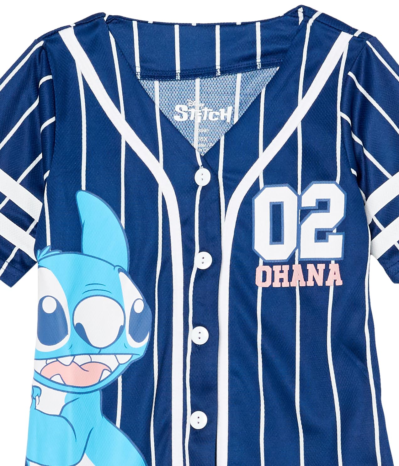 Disney Girls Lilo & Stitch, Angel Baseball Jersey-Classic Mesh Button Down Shirt