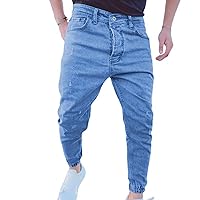 Men's Ripped Stretch Skinny Jeans Slim Fit Distressed Tapered Denim Pants Casual Jean Pants with Pockets