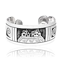 $2000Tag Turquoise Silver Certified Hopi Village Wave Cloud Rain Cuff Bracelet 12413 Made by Loma Siiva