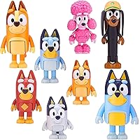 Wolfs-Bluey Figures Toys Playset, Wolves-Bluey Action Figurines Family and Friends Set; Bandit (Dad), Chilli (Mum), Coco, Bingo, Snickers, Rusty and Muffin-Cake Toppers 8 PCS 2.5-3 Inch